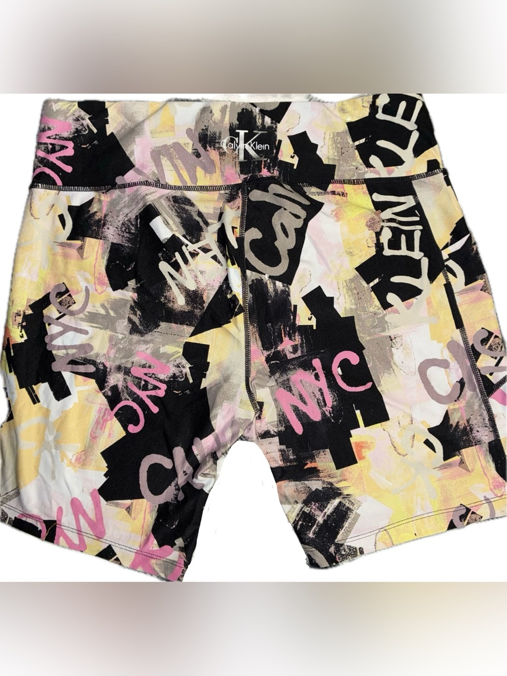 Calvin Klein Performance 2pc Activewear Set Tee & Bike Shorts XXL Graffiti Pink